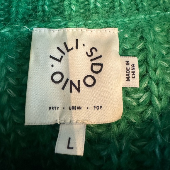 Anthropologie Lili Sidonio Fuzzy Sweater L Chunky Indie Kelly Green Oversized - Picture 4 of 6